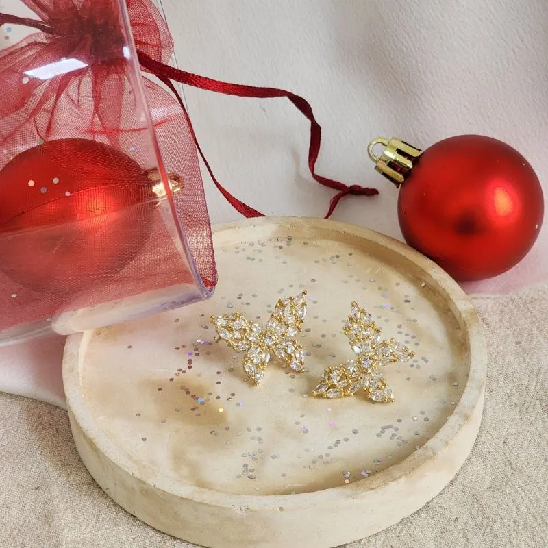 Brinco Elegante Borboleta Zircônia