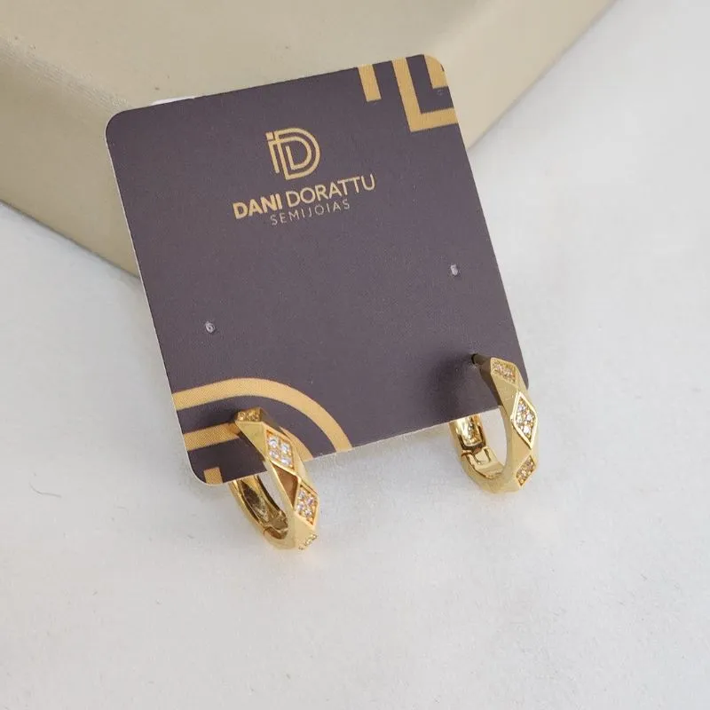 Argola Delicada Lisa e Zircônia