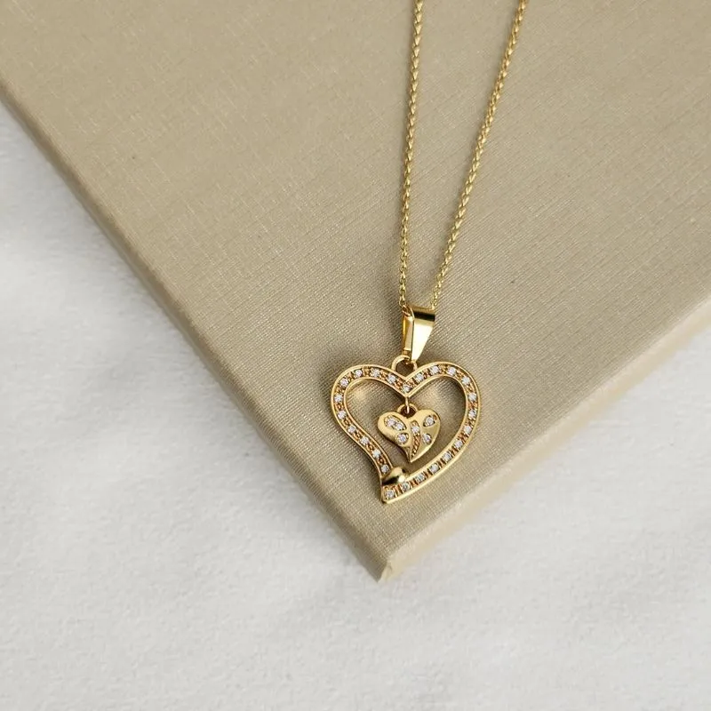 Colar Coração Vazado Zircônia