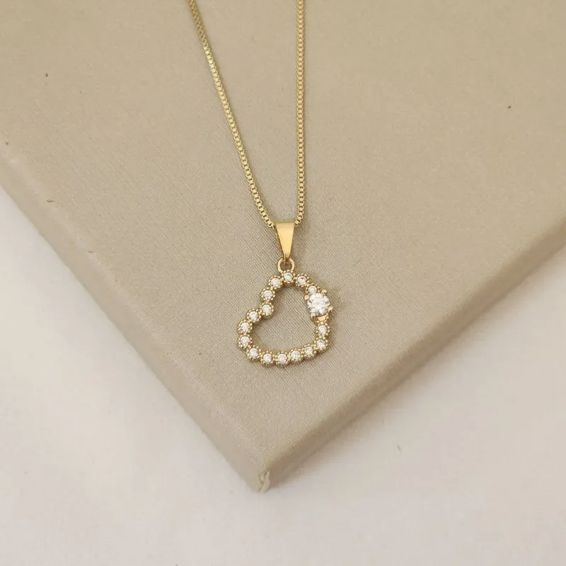 Colar Delicado Coração Zircônia