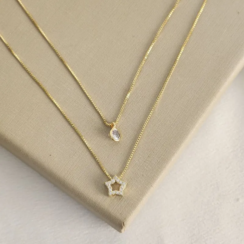 Colar Duplo Zircônia