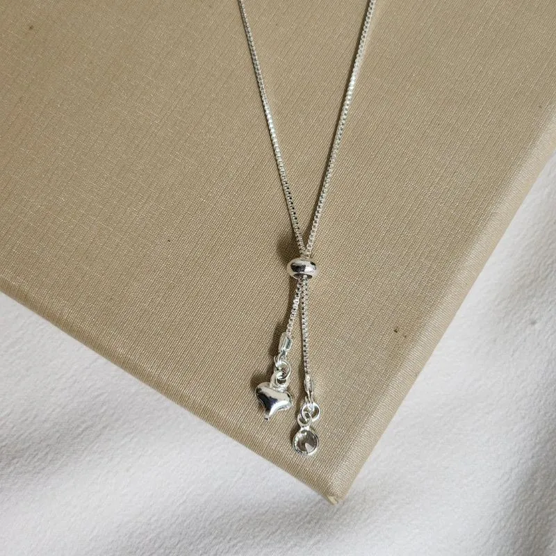 Colar Gravatinha Coração e Zircônia