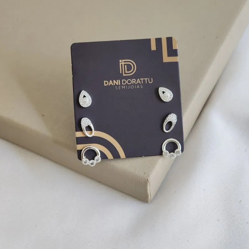 Mix Brincos Delicados Zircônia