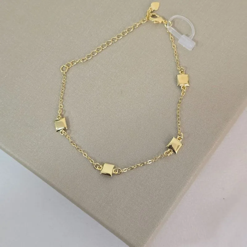 Pulseira Delicada Quadrados Lisos