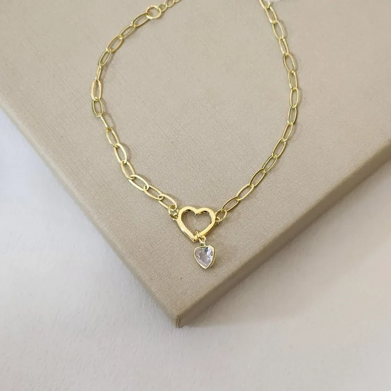 Pulseira Delicada Coração e Zircônia