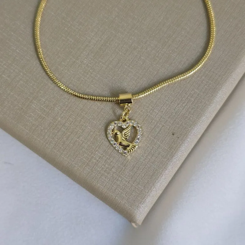 Pulseira Delicada Pomba da Paz Zircônia
