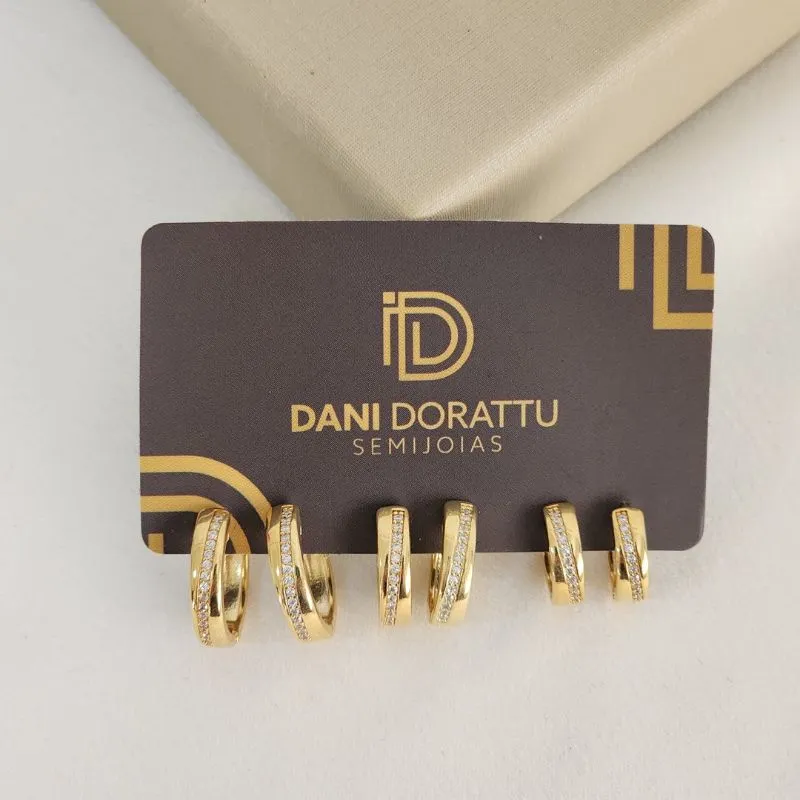 Trio Argola Delicada Zircônia