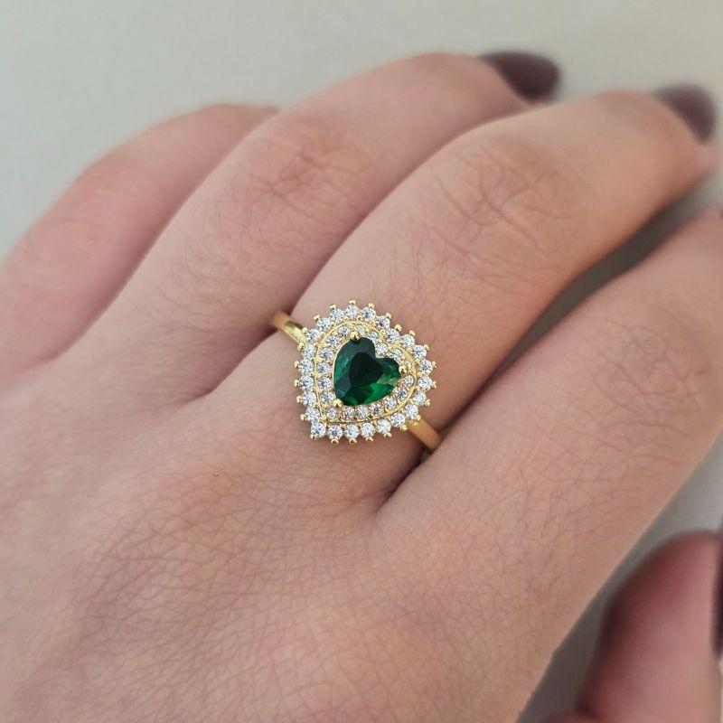 Anel Coracao Pedra/Zirconia