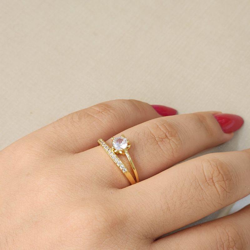 Anel Flor Pedra Cristal