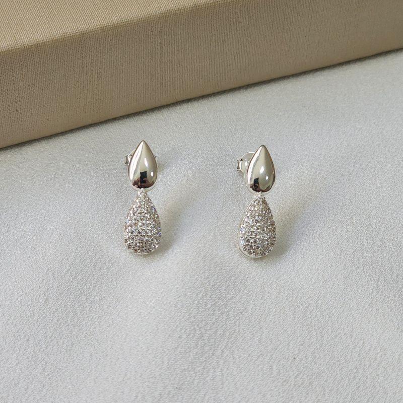 Brinco Gota Zircônia Cravejada