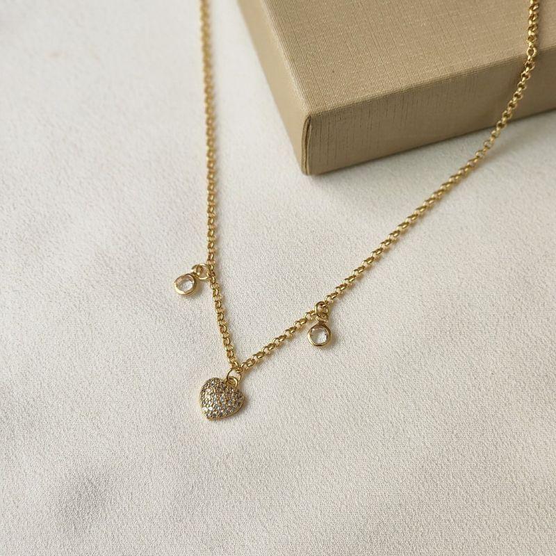 Colar Choker Coração Zircônia