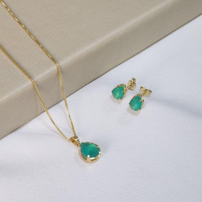 Conjunto Gota Zircônia Colorida