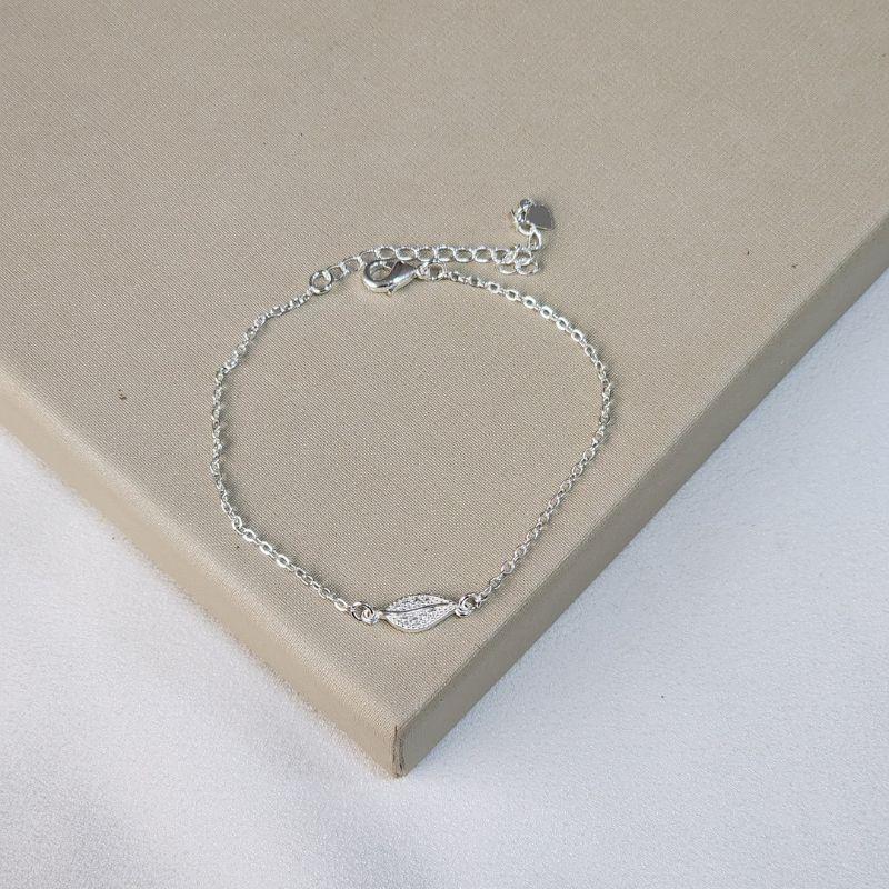 Pulseira Pingente Folha Zircônia