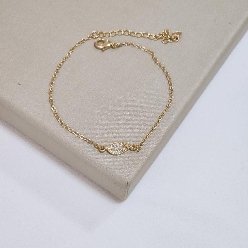 Pulseira Pingente Folha Zircônia