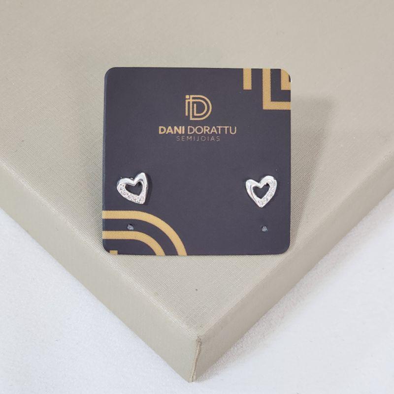Brinco Delicado Coração Zircônia