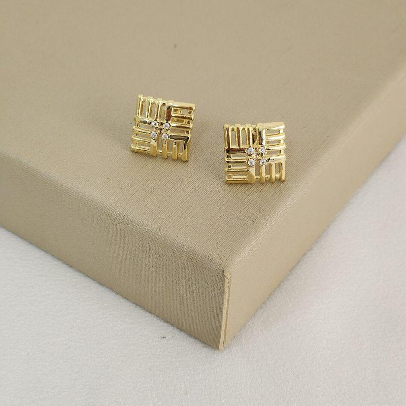 Brinco Pequeno Geometrico Detalhe Zirconia