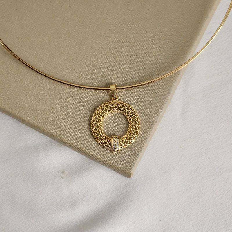 Colar  Maxi Liso e Zircônia