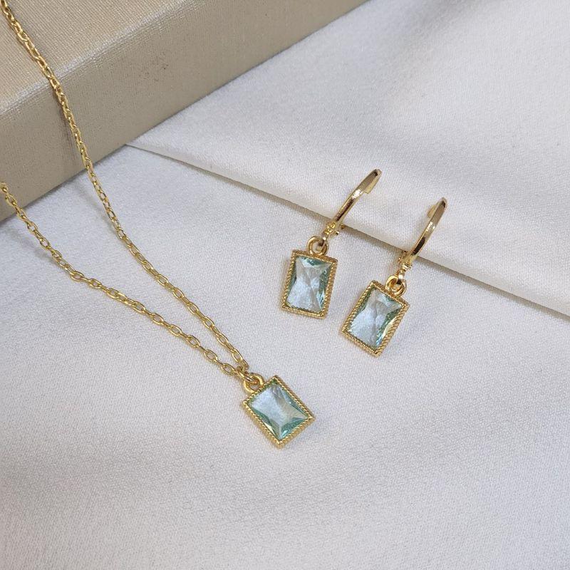 Conjunto Delicado Retangular Zirconia