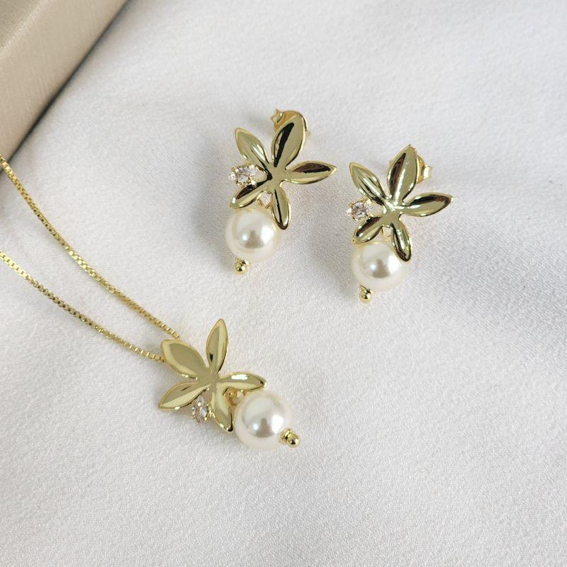 Conjunto Delicado Zircônia e Perola
