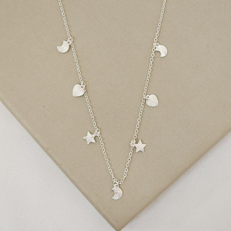 Colar Choker Delicada Corações e Estrelas