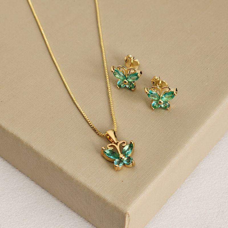 Conjunto Delicado Borboleta Zircônia