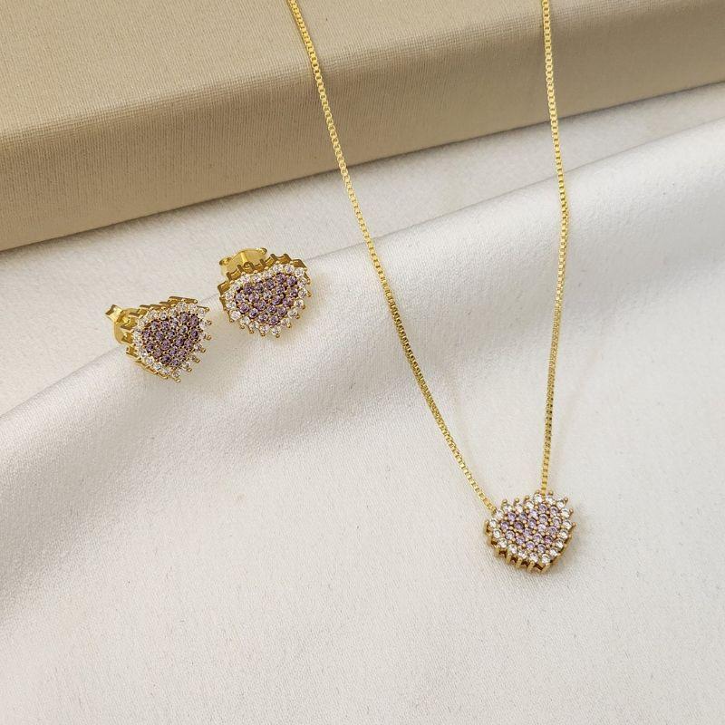 Conjunto Delicado Coração Zircônia