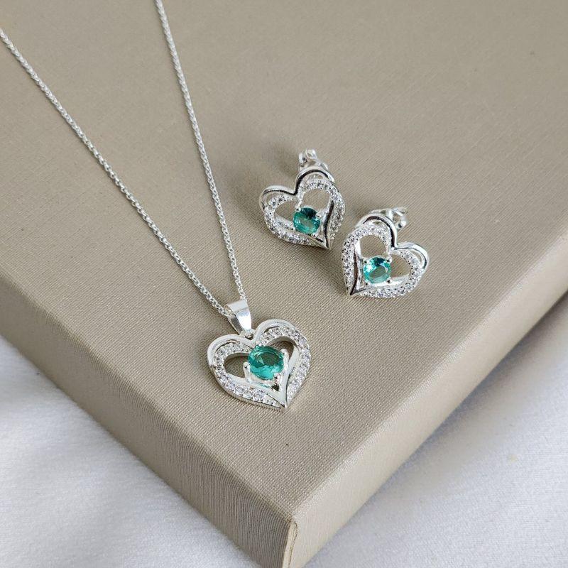Conjunto Delicado Coração Zircônia