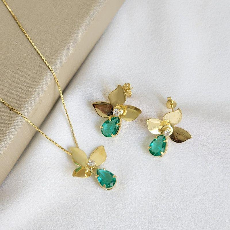 Conjunto Delicado Zircônia e Pedra