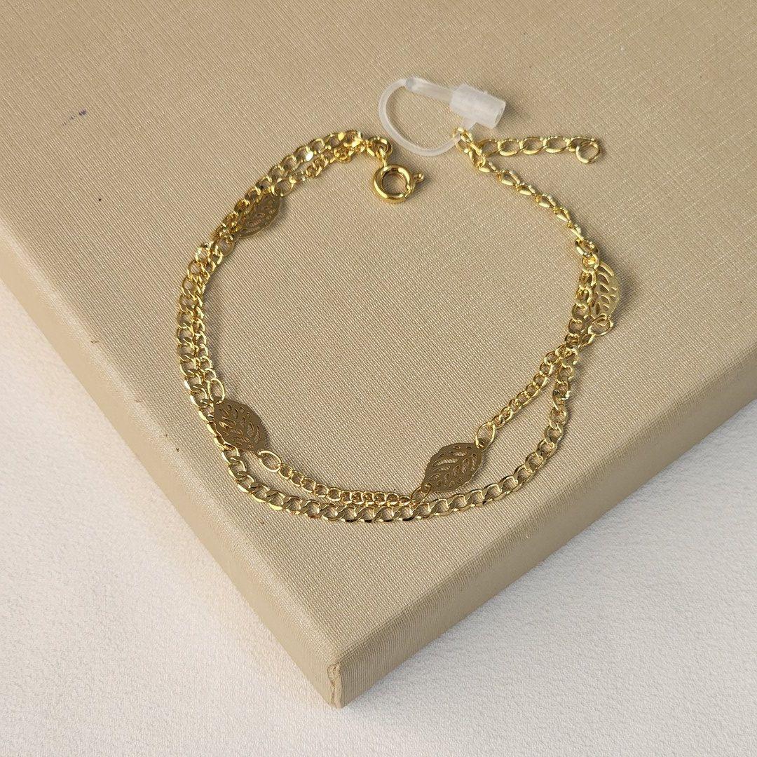 Pulseira Dupla Folha Lisa