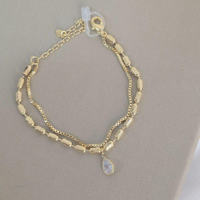 Pulseira Dupla Gota de Zircônia