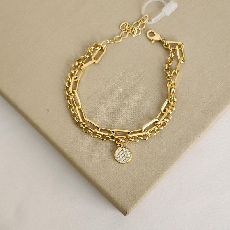 Pulseira Dupla Lisa e Zircônia
